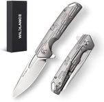 WILDLANCE 3.3" D2 Steel Blade Titanium Handle Small Pocket Knife for Men Folding Knife with Clip, EDC Folding Knife with Frame Lock, Sharp Camping Survival Hiking Knives PK-01
