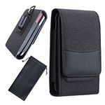 One Case Two Phones, Dual Phone Holster Pouch with Belt Clip, Hook and Loop Closure for iPhone 13 Pro Max12 Pro Max G22 Edge 30 Pro Galaxy Note 20 Ultra Note 10+ S22 Ultra S21+ S10+ A53 A32-Black