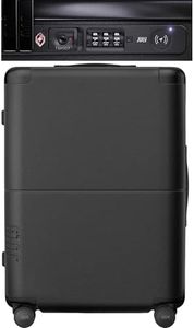 July Checked with CaseSafe - 24.5" Trackable TSA Lock Airline Approved Check In Luggage with Wheels, Spinner Suitcase for Men & Women - Rolling Suitcase, Spinner Wheels, Y-Strap - Charcoal