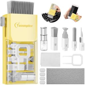 Tassmpitor Laptop Screen Keyboard Cleaner Kit, All in 1 Electronics Cleaning Tool for MacBook iPad iPhone Pro Cell Phone, Brush Tool for Tablet, Computer, PC Monitor,TV Camera Lens with Patent, Yellow