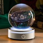 IFOLAINA 3D Solar System Crystal Ball 3.15" Astronomy Gifts for Kids The Solar System Model Glass for Physicist Decorative Planets with Stand