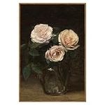 InSimSea Framed Large Canvas Wall Art,Roses in Glass Vase Vintage Flower Canvas Classical Oil Painting Colorful Multicolor Wall Art for Living Room, Bedroom, Office,Farmhouse Wall Decor - 16X24in