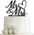 Mr and Mrs Cake Topper - Wedding, Engagement, Wedding Anniversary Cake Toppers Decorations, Black Acrylic