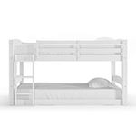 Dorel Living Phoenix Solid Wood Twin over Twin Floor Bunk Beds with Ladder and Guard Rail, White