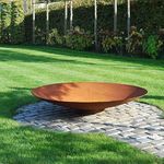 JP PLANTERS 24" Campfire Fire Pit Bowl - Large Corten Steel Fire Bowl for Wood Burning - Perfect for Backyard, Outdoor Garden, Rustic Outdoor,Bonfire Pit, Fireplace - Natural Rust 24" L x 24" W x 8" H