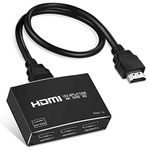 4K HDMI Splitter 1 in 3 Out with 1.2m HDMI Cable, 1×3 HDMI Splitter 【Just Duplicate, Not Extend】Support 4K@30HZ, 1080P, 3D, HDR, Doby-TrueHD for Xbox PS5/4 Fire Stick Roku Blu-Ray DVD【with USB Cable】