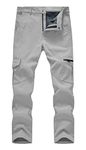 Rdruko Men's Outdoor Hiking Snow Ski Waterproof Softshell Insulated Pants Fleece Lined(Light Gray, CA 34)