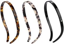EVITA PERONI Hairband Designed for Eyewear, 3PCS - Basic Color - Tortoise & Amber & Black, Acetate, Fashion Thin Non-Slip Hair Accessories for Women Securing Hair