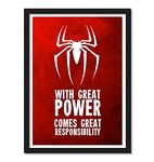 Good Hope Acrylic Glass Matte Paper 300 GSM Spiderman Quote Framed Poster for Room and Office (Multi Color, 10 X 13 Inch)