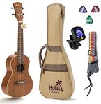 Hola! Music HM-124MG+ Deluxe Concert Ukulele, Mahogany w/Binding and Aquila Strings