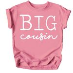 Big Cousin T-Shirts for Toddler and Youth Fun Family Outfits White on Mauve Shirt 18 Months