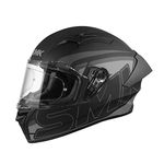 SMK Stellar Sports Stage Full Face Helmet with Pinlock Fited (Ma262)-M, Black