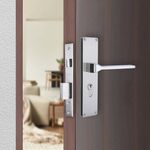 Godrej Mortise Door Lock Handle Set | 200mm NEH-16 1CK Europrofile | 5 Pin Brass Tumbler Mechanism 60mm | Suitable for Left & Right Handed Doors (Satin Steel Finish)