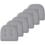 Marina Decoration Premium Thick Comfortable Cushion U-Shaped Memory Foam Chair Pads Tufted Nonslip Rubber Back Seat 17 x 16 Inch Indoor Seat Cover for Office, Kitchen Chairs, 6 Pack Grey Color