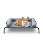 TJSOULER outdoor Dog Bed with Removable Bloster, Cooling Raised Dog Bed for Small to Medium Dogs, Breathable Washable Mesh, Elevated Dog Bed for Home and Garden, M, Grey