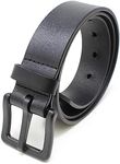 BC Belts Men's Metal Free Full Grain Leather Belt - Hypoallergenic No Nickel and TSA Approved, Black, Large (36-38)