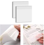 100pcs Transparent Sticky Notes Self-Stick Note Pads, Clear Notes 75mm*75mm Transparent Self Adhesive Removable Perfect for Studying and Writing in Text Books and Office