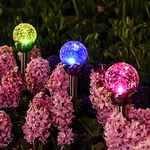 GIGALUMI Solar Lights Outdoor, Cracked Glass Ball Dual Led Garden Lights, Landscape/Pathway Lights for Path, Patio, Yard-Color Changing and White-3 Pack