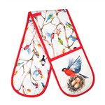 Double Oven Gloves Kitchen Cooking Baking Oven BBQ Pans Potholder Mitts Mitten Grill- Novelty Spring Birds 100% Cotton Double Oven Gloves heat resistant UK