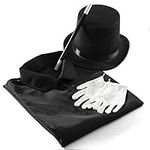 Prextex Kids Magician Costume for Boys and Girls with Top Hat, Cape, Magic Wand, and White Gloves for Magic Tricks Show