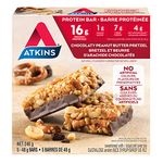 Atkins Protein Bars - Chocolaty Peanut Butter Pretzel, Low Sugar, Keto Friendly, High Protein, High Fibre, 1g Sugar, 4g Carbs, 5ct