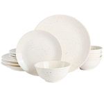 Gibson Elite Ramapo Solid Color Speckled Dinnerware Set - White, Service for Four (12pcs)