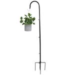 Outdoor Shepherd Hook with 5 Prong Base, Bird Feeder Pole Stand, Adjustable Heavy Duty Garden Hanging Stake for Solar Light Plant Hanger Wedding Decor