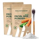 MOUNTAINOR Facial Wax Powder 5 Min Painless Natural Face Hair Removal Waxing Powder for Women with Ubton & Aloevera, No Harmful Chemicals, No Irritation, No Skin Rashes - 100 GM x 2