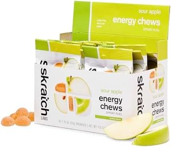 Skratch Labs Energy Chews | Gummies for Running, Cycling & Endurance Quick Carbs for Athletes, Easy to Digest, Real Fruit | Gel Alternative for Long Runs & Rides | Sour Apple 10 Pack | Gluten Free