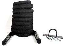 40'x1.5 Battle Exercise Workout Rope w/Anchor - Great for Strength Training & Conditioning - Crossfit/Gym