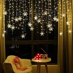 OAICIA LED Curtain String Lights, 96 LED 3.5M Fairy Snowflake Lights, Christmas Lights 4 Flashing Modes,Waterproof Light for Christmas Window, Garden, Party, Patio Decoration