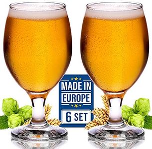 CRYSTALIA Copas Cerveza Cristal, Vaso Cerveza Belga Set 6 400ml 100% SIN PLOMO Caliz Cerveza, Copas de Cerveza IPA, Vasos de Cerveza, Copa Cerveza con Tallo, Tulipa Cerveza, Beer Glass