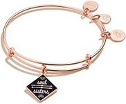 Alex and Ani Soul Sisters Expandable Bangle Bracelet for Women, Friendship Inscription Charm, Shiny Rose Gold Finish, 2 to 3.5 in