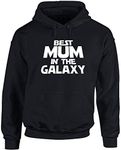 Hippowarehouse Best Mum in the Galaxy unisex Hoodie hooded top (Specific size guide in description) Black