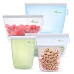 ECOJENG Silicone Reusable Freezer Bags - Reusable Food Storage bags Pouch Set - Smell Proof, Leakproof, No BPA, Microwave & Dishwasher-Safe Material - Pack of 6 Extra large,Large, Medium, Small Bags