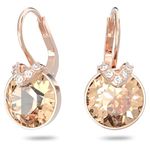 Swarovski Bella Drop Pierced Earrings, with Pink Crystals, Rose-Gold Tone Plated Setting and Clear Crystal Pavé, a Part of the Bella Collection