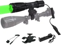 WINDFIRE Green Light Zoomable Flashlight, 1 Mode 300 Yards Green LED Hunting Flashlight, Coyote Hog/Fox/Predator Varmint Hunting Light Kit with Long Range Pressure Switch & Scope Mount