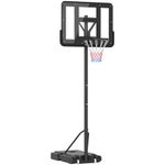 HOMCOM Portable Freestanding Basketball Hoop Stand Transparent Backboard 160-305cm Adjustable Basketball Hoop with Two Moving Wheels For Adult Outdoor & Indoor Use