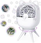 Rechargeable Bubble Machine, 180° Automatic-Rotating, 38000+ Big Bubbles/min, 500ml Large Capacity, Bubble Maker Machine for Kids, Toddlers, Outdoor, Parties, Birthday, Wedding, White