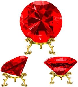 SWTHONY 80mm(3.15 inch) Crystal Diamond Paperweight, Diamond Backgrand for Nail Pictures, Wedding Table Decorations, Big Fake Diamond with Gold Metal Base (Ruby)