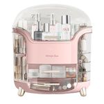 LZDMY Makeup Storage Organiser with Clear Lid, Skincare Organiser Drawers Beauty Holder Cosmetic Organisers for Bathroom, DressingTable Organiser Dustproof Waterproof (Pink)