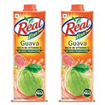 Real Guava Fruit Juice -1L (Pack of 2) | Rich in Vitamin C | No Added Preservatives, No Artificial Colors & Flavours | Goodness of Best fruits | Daily Dose of Fruit Nutrition | Tasty, Refreshing & Energising Drink