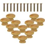 STCRERAG 33mm Round Wooden Door Drawer Knobs 12 PCS Natural Wooden Handle Round Mushroom Cabinet Closet Drawer Knobs Drawer Pull Handle with 12 Screws for Dresser Drawer Wardrobe Furniture