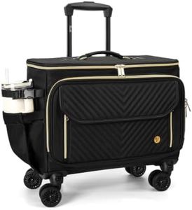 visenter Rolling Teacher Bag with 4 Wheel 360° Spinner Hardside Large Black