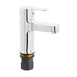 Pixaflo Fission Brass Chrome Finish Hot & Cold Single Lever Basin Mixer Tap Faucet with 450 mm Long Braided Hoses (Chrome)