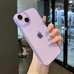 ZTOFERA Clear Glitter Case for iPhone 13,Cute Sparkly Shiny Bling Case for Women Girls,Sparkle Transparent Soft Slim TPU Shockproof Protective Bumper Cover for iPhone 13 6.1 inch-Glitter Purple