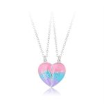 El Regalo 2 Pcs Bff Best Friend Forever Split Magnetic Hearts Matching Pendant Necklaces Set- Friendship Day Gift For Besties For Girls (Option-1)