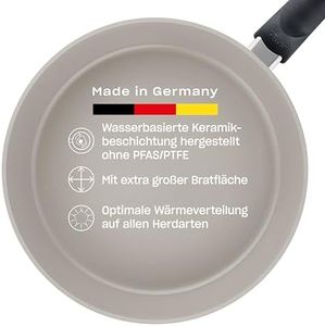 Fissler Ceratal Comfort/Aluminium-Pfanne hergestellt ohne PFAS/PTFE, Keramik-beschichtet (Ø 28 cm) Ceramic Bratpfanne antihaftend – Induktion, Grau
