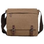 Canvas Messenger Bag for Men Women,Travel Satchel Shoulder bag 15.6 Inch Laptop Bags Business (Coffee)