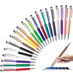 20pcs 2 in 1 Stylus Ballpoint Pen, HOSTK Crystal Diamond Retractable Screen Touch Pen, Bling Capacitive Pens for Smartphones, Note, Tab, Office School Stationery (20 Pen-black ink)